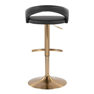 English Elm Adjustable Swivel Barstools Set of 3 Gold Base PU Leather for Kitchen Island Black B202S02339