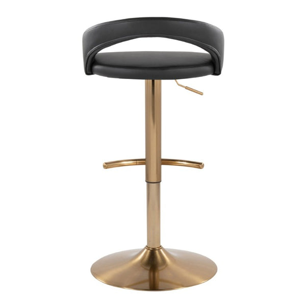 English Elm Adjustable Swivel Barstools Set of 3 Gold Base PU Leather for Kitchen Island Black B202S02339