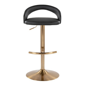 English Elm Adjustable Swivel Barstools Set of 3 Gold Base PU Leather for Kitchen Island Black B202S02339