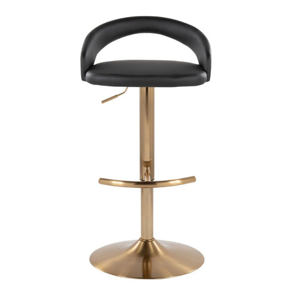 English Elm Adjustable Swivel Barstools Set of 3 Gold Base PU Leather for Kitchen Island Black B202S02339