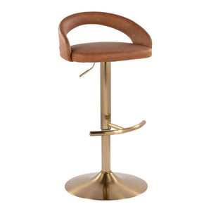 English Elm Adjustable Swivel Barstools Gold Base Faux Leather Upholstered Set of 3 Kitchen Bar Camel B202S02340