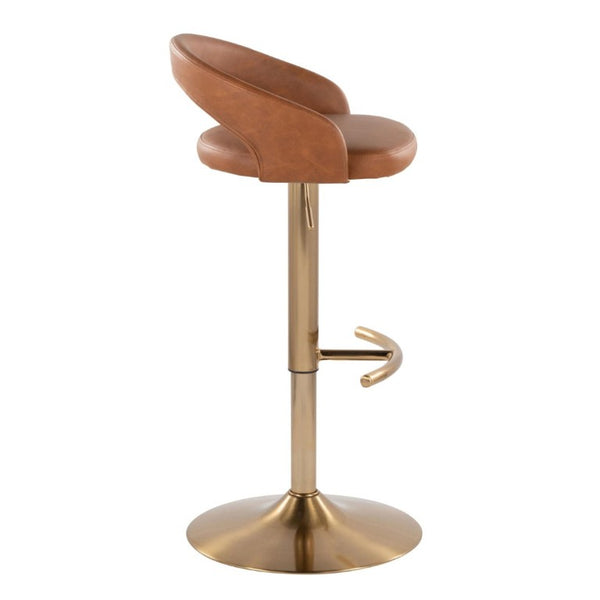 English Elm Adjustable Swivel Barstools Gold Base Faux Leather Upholstered Set of 3 Kitchen Bar Camel B202S02340