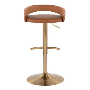 English Elm Adjustable Swivel Barstools Gold Base Faux Leather Upholstered Set of 3 Kitchen Bar Camel B202S02340