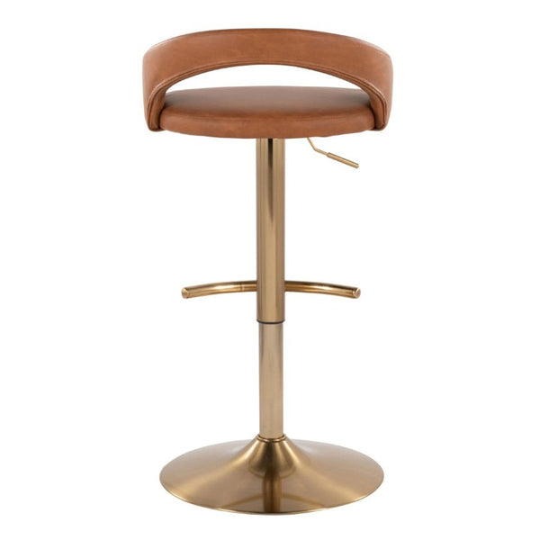 English Elm Adjustable Swivel Barstools Gold Base Faux Leather Upholstered Set of 3 Kitchen Bar Camel B202S02340