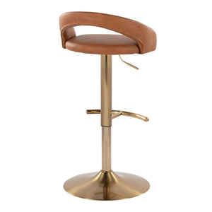 English Elm Adjustable Swivel Barstools Gold Base Faux Leather Upholstered Set of 3 Kitchen Bar Camel B202S02340