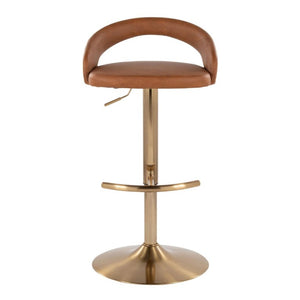 English Elm Adjustable Swivel Barstools Gold Base Faux Leather Upholstered Set of 3 Kitchen Bar Camel B202S02340