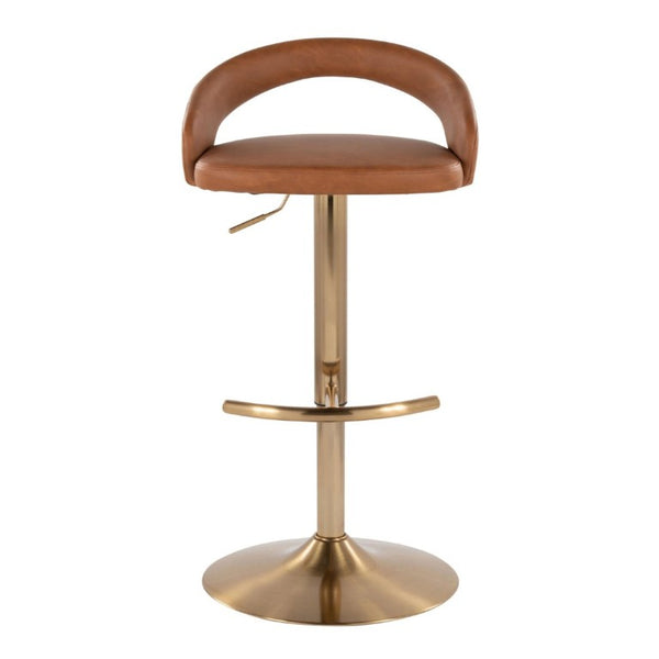 English Elm Adjustable Swivel Barstools Gold Base Faux Leather Upholstered Set of 3 Kitchen Bar Camel B202S02340