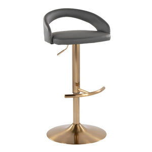 English Elm Adjustable Swivel Barstools Gold Base Faux Leather Upholstered Set of 3 Kitchen Bar Grey B202S02341