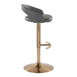 English Elm Adjustable Swivel Barstools Gold Base Faux Leather Upholstered Set of 3 Kitchen Bar Grey B202S02341