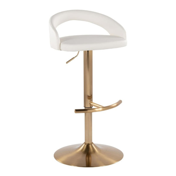 English Elm Adjustable Swivel Barstools Set of 3 Gold Base PU Leather for Kitchen Island White B202S02342