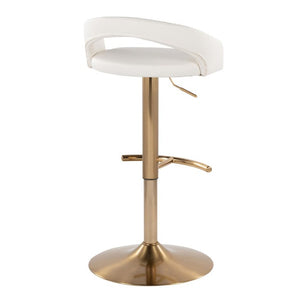 English Elm Adjustable Swivel Barstools Set of 3 Gold Base PU Leather for Kitchen Island White B202S02342