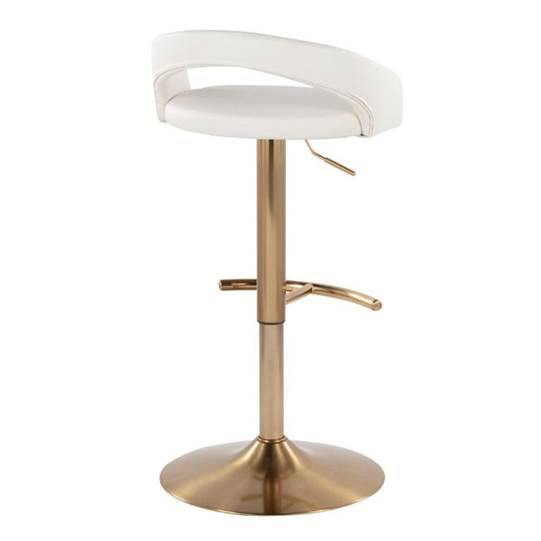 English Elm Adjustable Swivel Barstools Set of 3 Gold Base PU Leather for Kitchen Island White B202S02342