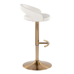 English Elm Adjustable Swivel Barstools Set of 3 Gold Base PU Leather for Kitchen Island White B202S02342