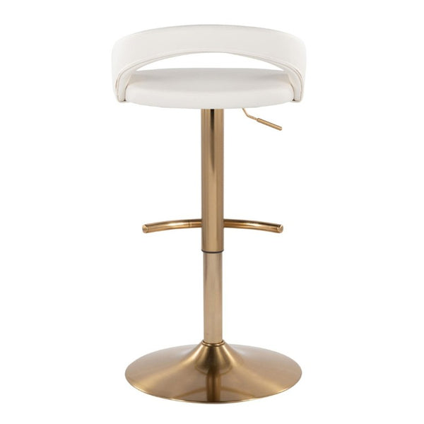 English Elm Adjustable Swivel Barstools Set of 3 Gold Base PU Leather for Kitchen Island White B202S02342