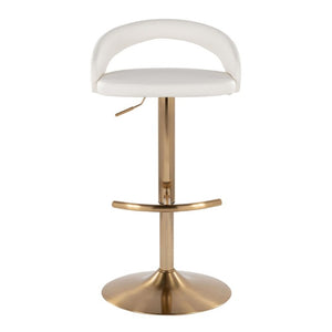 English Elm Adjustable Swivel Barstools Set of 3 Gold Base PU Leather for Kitchen Island White B202S02342