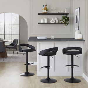 English Elm Adjustable Swivel Barstools Set of 3 PU Leather Counter Height Seating for Kitchen Island Black B202S02343