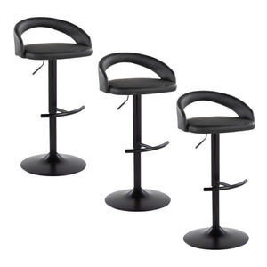 English Elm Adjustable Swivel Barstools Set of 3 PU Leather Counter Height Seating for Kitchen Island Black B202S02343