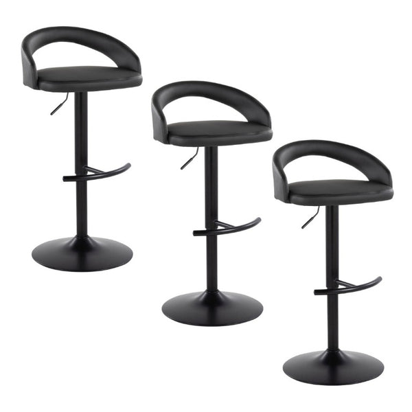 English Elm Adjustable Swivel Barstools Set of 3 PU Leather Counter Height Seating for Kitchen Island Black B202S02343