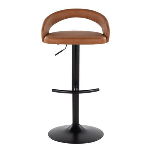 English Elm Adjustable Swivel Barstools Set of 3 in PU Leather with Black Metal T Footrest Camel B202S02344