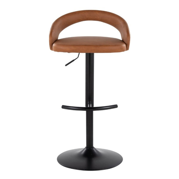 English Elm Adjustable Swivel Barstools Set of 3 in PU Leather with Black Metal T Footrest Camel B202S02344