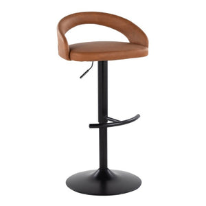 English Elm Adjustable Swivel Barstools Set of 3 in PU Leather with Black Metal T Footrest Camel B202S02344