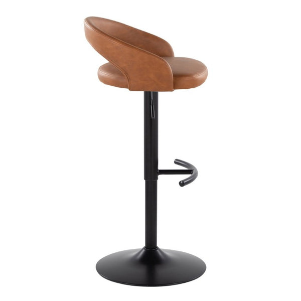English Elm Adjustable Swivel Barstools Set of 3 in PU Leather with Black Metal T Footrest Camel B202S02344