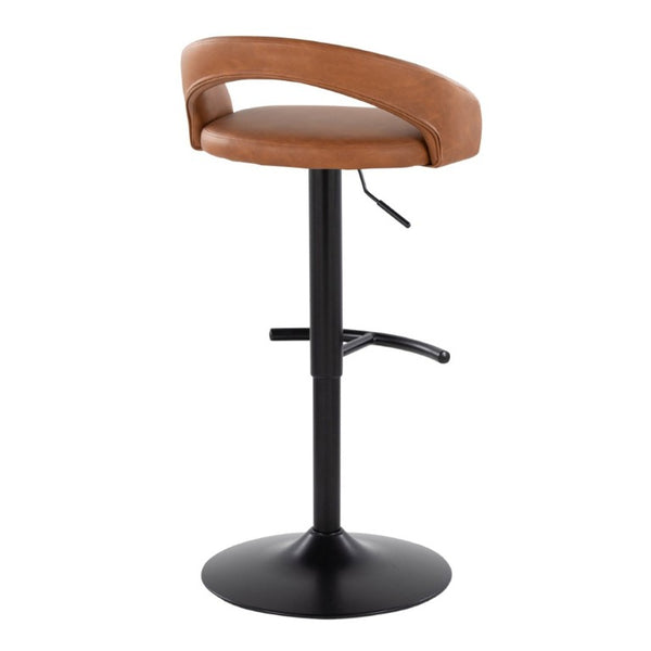 English Elm Adjustable Swivel Barstools Set of 3 in PU Leather with Black Metal T Footrest Camel B202S02344