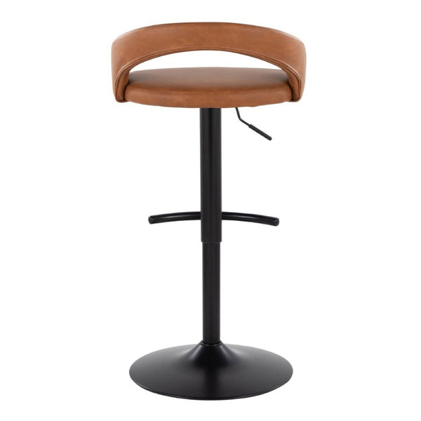 English Elm Adjustable Swivel Barstools Set of 3 in PU Leather with Black Metal T Footrest Camel B202S02344