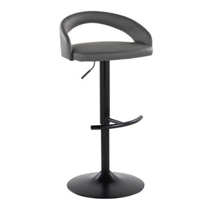 English Elm Adjustable Swivel Barstools Set of 3 in PU Leather with Black Metal T Footrest Grey B202S02345