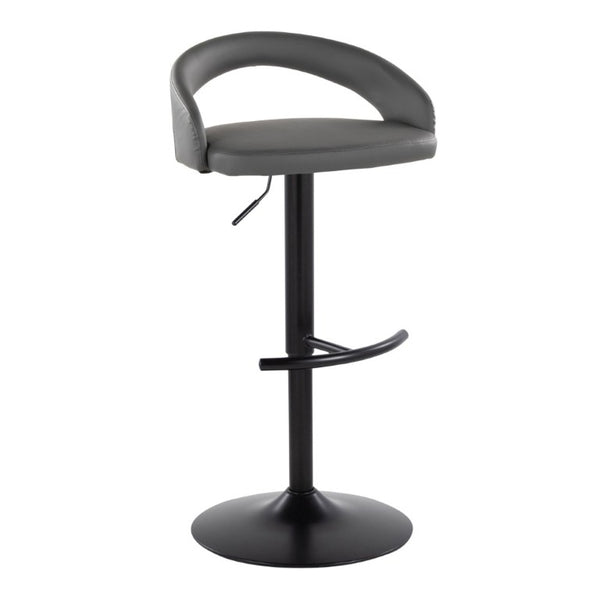 English Elm Adjustable Swivel Barstools Set of 3 in PU Leather with Black Metal T Footrest Grey B202S02345