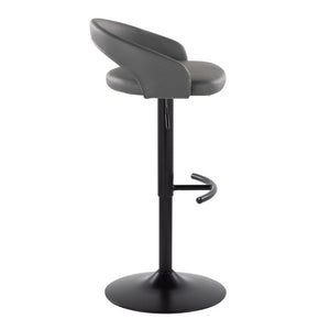 English Elm Adjustable Swivel Barstools Set of 3 in PU Leather with Black Metal T Footrest Grey B202S02345