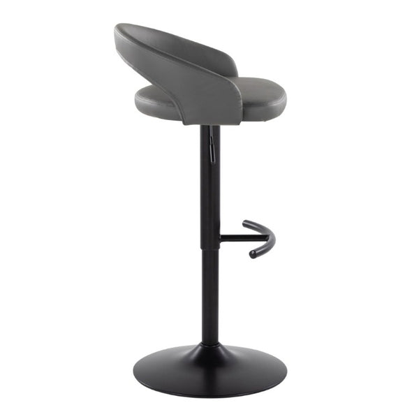 English Elm Adjustable Swivel Barstools Set of 3 in PU Leather with Black Metal T Footrest Grey B202S02345
