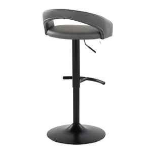 English Elm Adjustable Swivel Barstools Set of 3 in PU Leather with Black Metal T Footrest Grey B202S02345