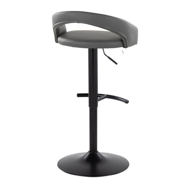 English Elm Adjustable Swivel Barstools Set of 3 in PU Leather with Black Metal T Footrest Grey B202S02345