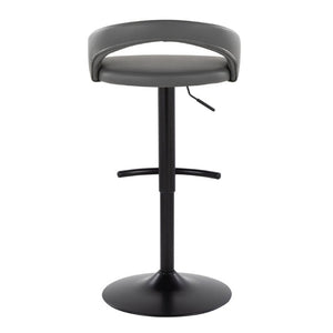 English Elm Adjustable Swivel Barstools Set of 3 in PU Leather with Black Metal T Footrest Grey B202S02345
