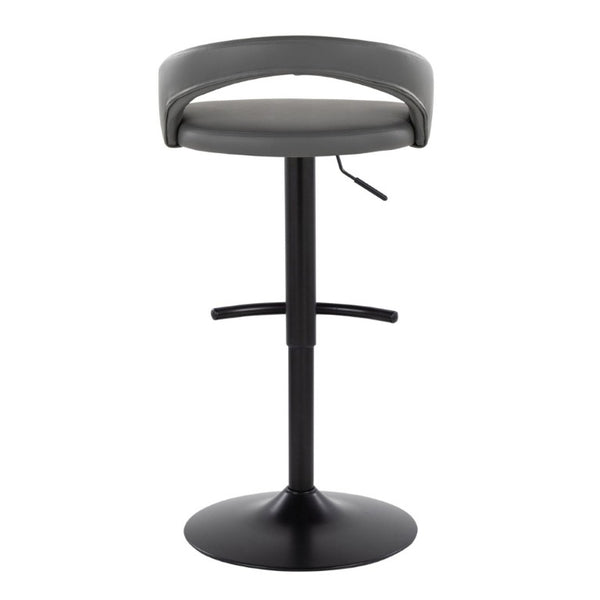 English Elm Adjustable Swivel Barstools Set of 3 in PU Leather with Black Metal T Footrest Grey B202S02345