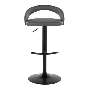 English Elm Adjustable Swivel Barstools Set of 3 in PU Leather with Black Metal T Footrest Grey B202S02345