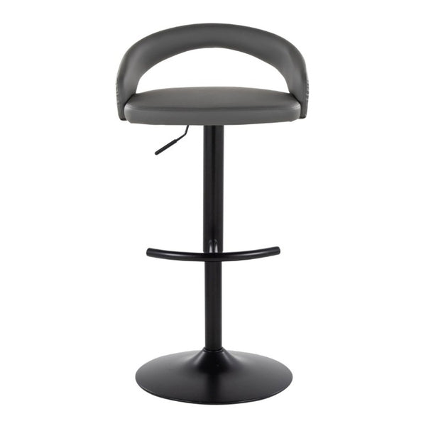 English Elm Adjustable Swivel Barstools Set of 3 in PU Leather with Black Metal T Footrest Grey B202S02345