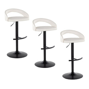 English Elm Adjustable Swivel Barstools Set of 3 PU Leather Counter Height Seating for Kitchen Island White B202S02346