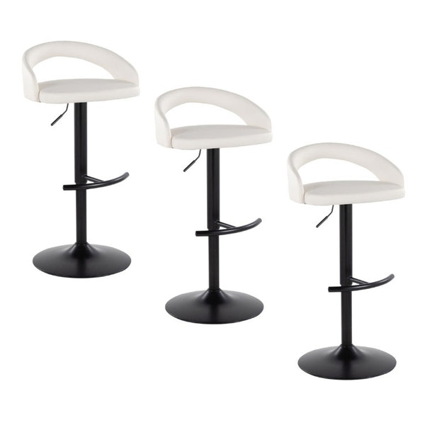 English Elm Adjustable Swivel Barstools Set of 3 PU Leather Counter Height Seating for Kitchen Island White B202S02346
