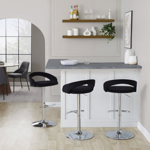 English Elm Adjustable Swivel Barstools Set of 3 Chrome Base PU Leather Kitchen Counter Seating Black B202S02347