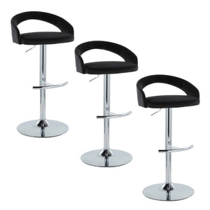 English Elm Adjustable Swivel Barstools Set of 3 Chrome Base PU Leather Kitchen Counter Seating Black B202S02347