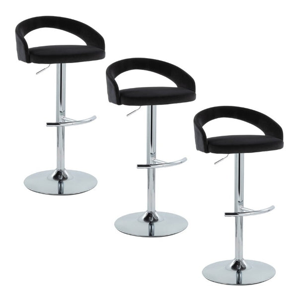 English Elm Adjustable Swivel Barstools Set of 3 Chrome Base PU Leather Kitchen Counter Seating Black B202S02347