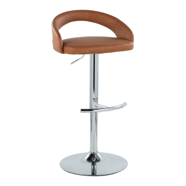 English Elm Adjustable Swivel Barstools Set of 3 PU Leather Seat Chrome Base Kitchen Counter Camel B202S02348