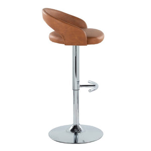 English Elm Adjustable Swivel Barstools Set of 3 PU Leather Seat Chrome Base Kitchen Counter Camel B202S02348
