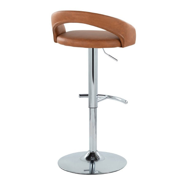 English Elm Adjustable Swivel Barstools Set of 3 PU Leather Seat Chrome Base Kitchen Counter Camel B202S02348