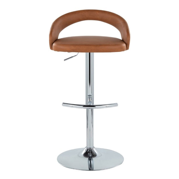 English Elm Adjustable Swivel Barstools Set of 3 PU Leather Seat Chrome Base Kitchen Counter Camel B202S02348
