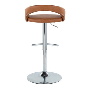 English Elm Adjustable Swivel Barstools Set of 3 PU Leather Seat Chrome Base Kitchen Counter Camel B202S02348