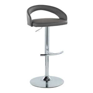 English Elm Adjustable Swivel Barstools Set of 3 PU Leather Seat Chrome Base Kitchen Counter Grey B202S02349