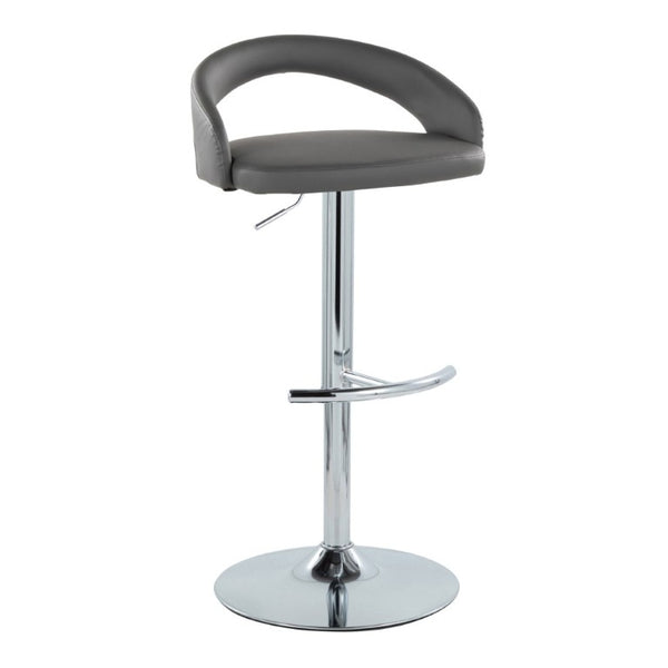 English Elm Adjustable Swivel Barstools Set of 3 PU Leather Seat Chrome Base Kitchen Counter Grey B202S02349
